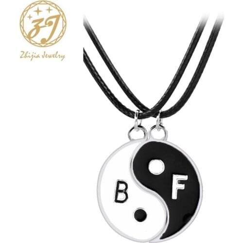 Zhijia Chinese style yingyang taiji best friends pendant necklace for women men friendship jewelry gifts