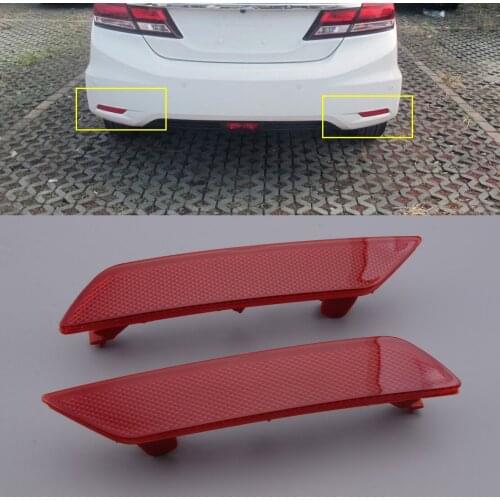 1 Pair Red Car Len Bumper Reflector Marker Light Lamp Cover fit for Honda Civic Sedan 2013 2014 2015