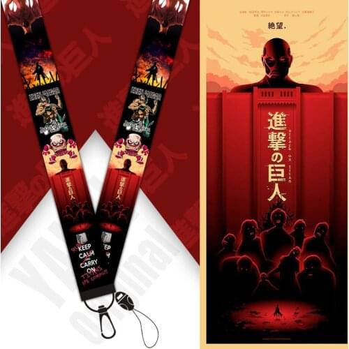 10 Pcs/lot Anime Attack on Titan Phone Strap Toys Eren Lanyard Keychain Long Rope Necklace Pendant Toy Gifts