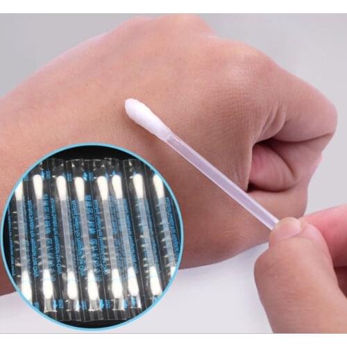 100pcs Disposable Cotton swab Makeup Cotton Stick Alcohol Disinfected Cotton Swab Emergency Care Sanitary Swab Kit Supplies