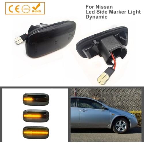 2Pcs LED Dynamic Front Fender Side Marker Light Turn Signal Lamps For Nissan Stagea Primera Skyline Serena Sunny Slivia Bluebird