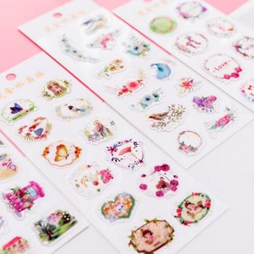 Free shipping 20pack Korean Dream Bronzing Crystal Drop Love Planet Glue Sticker bullet journal notebook