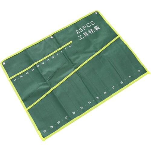 25 Pockets Durable Canvas Spanner Wrench Tool Roll Up Storage Bag