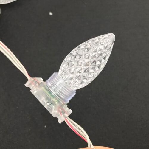 50nodes clear faceted C9 DC12V WS2811 LED pixel nodes;IP68;with epoxy resin filled;transparent PC and clear wire