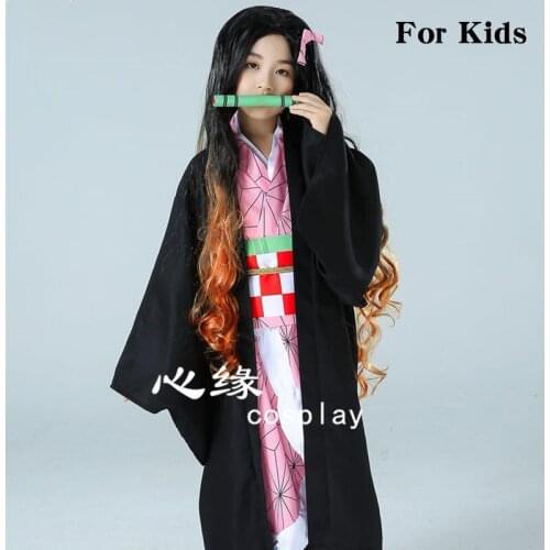 Kids Cosplay Anime Demon Slayer Kimetsu no Yaiba Kamado Nezuko Cosplay Costume Kids Kimono Halloween Carnival Costume For Kids