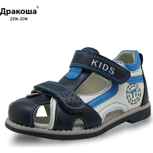 Apakowa Summer Children Kids Shoes Closed Toe Boys Sandals with Arch Support Kids Sandals for Toddler Little Boys