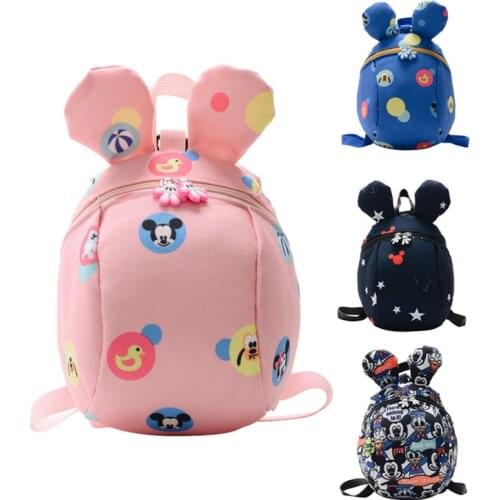 Disney Mickey leisure cartoon childrens school bag baby anti-lost backpack, cute kindergarten school bag