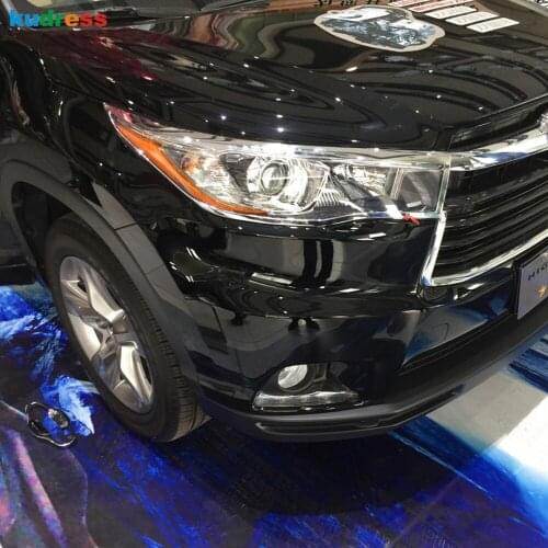 For Toyota Highlander 2014 2015 ABS Chrome Head Light Lamp Cover Trim Front Headlight Frame Trims Car Styling Accessories 2pcs