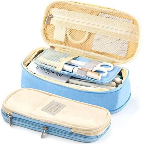 Classic Pocket Pen Pencil Case Foldable Canvas Stationery Storage Bag Organizer for Cosmetic Travel Student School Supplies