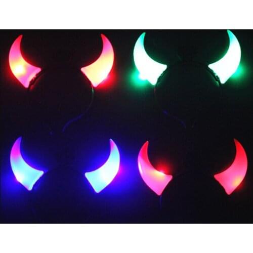 Creative Halloween Party Led Glow Light Up Flashing Devil Horns Headband Xmas Hair Hoop Headwear LX8314