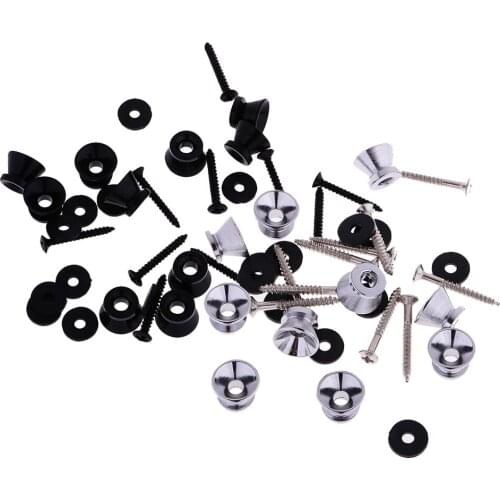 MagiDeal 80pcs Guitar Bass Ukulele Round Strap Locks Buttons Black & Silver