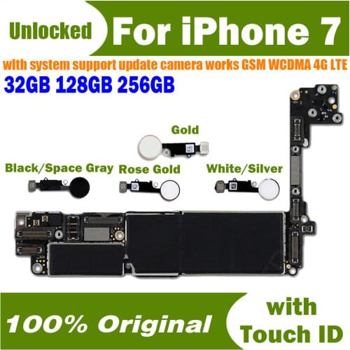 Rose Gold Pink Space Grey Black Silver White Gold for iPhone 7 Unlocked Motherboard Clean iCloud full Chips Main Logic Boards