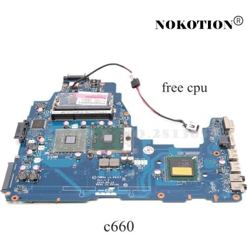 NOKOTION Mainboard For TOSHIBA Satellite C660 K000111590 PWWAA LA-6841P laptop motherboard DDR3 GL40 free cpu