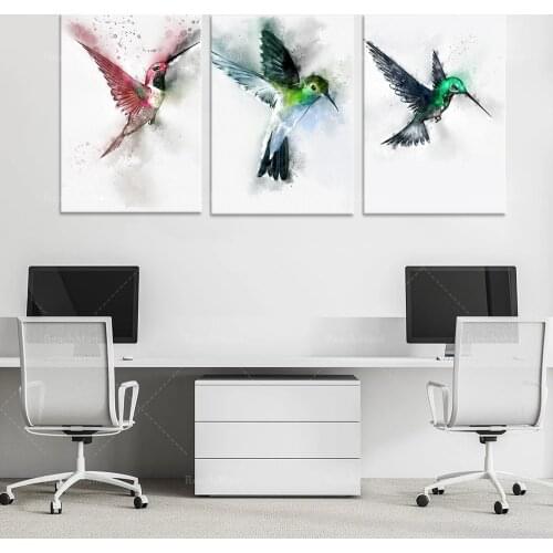 Ensemble de 6 oiseau bourdonnant, affiche d’oiseau, affiche de l’oiseau bourdonnant, aquarelle bourdonnante d’oiseau, art bourdo