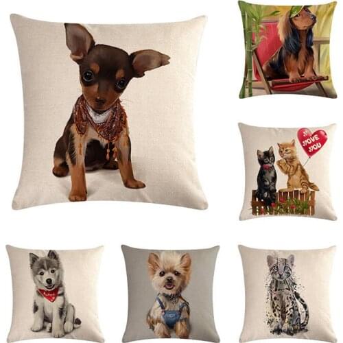 Animal Dog leopard Cushion Case Watercolor Pillow Cover Christmas Hat Office Decorator Starry Sky Pillow With Cover BowknotZY327