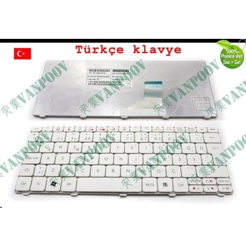 New TR Tastatur notebook Laptop keyboard for Acer Aspire one 532H AO532H 521 D255 D260 D270 ZH9, For Gateway LT21 White Turkish