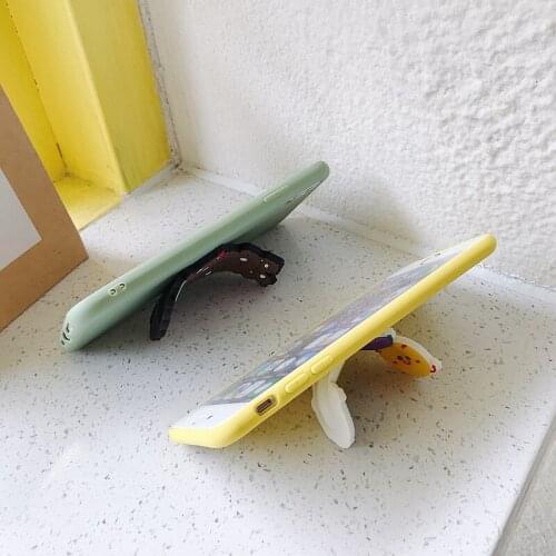 New cartoon mobile phone holder U-shaped silicone bear vibrato artifact desktop paste magic sticker bracket