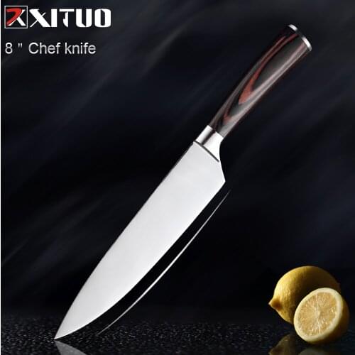 XITUO Kitchen knife Chef Knives 8 inch Japanese High Carbon Stainless Steel Cleaver Vegetable Santoku Knife Utility Slicing Tool