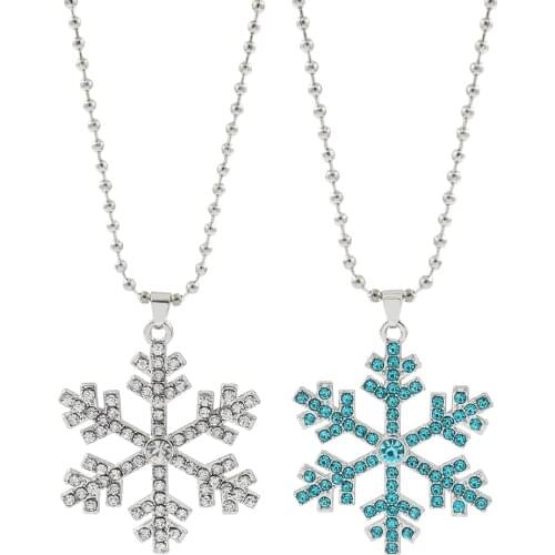 Snow and ice colors necklaces ornaments 2 colors necklace snowflake pendant long necklace Elsa Anna XMAS Vintage Retro Gift