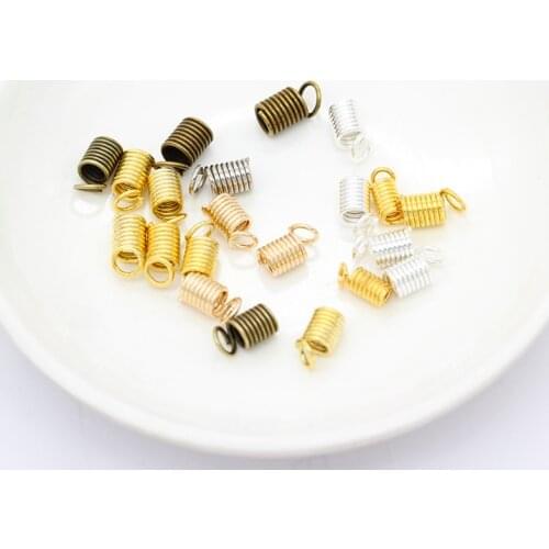 200p 3.5/4.5/5mm Spring Coil Terminators Crimp Cord End Beads end caps Connectors Fasteners Extension Necklace Jewelry Findings