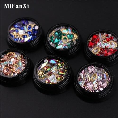 Nail Art Mixed Shiny Glitter Hollow Alloy Metal Frame Beads Rhinestone Decoration Flatback Rivet 3D DIY Accessories