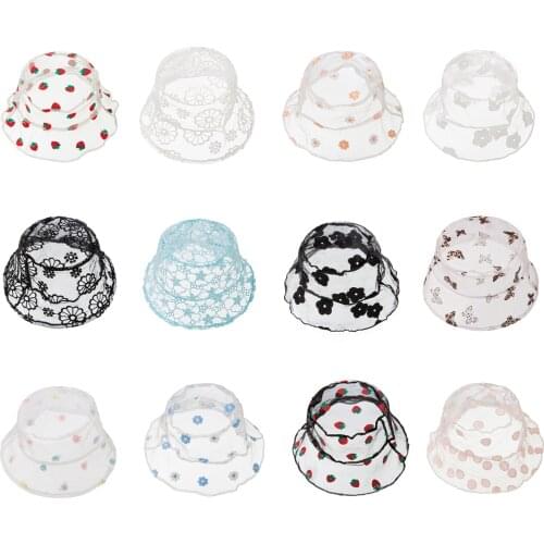 INS Spring and Summer Flower Strawberry Embroidery Male and Female Baby Hat Lace Breathable Childrens Fisherman Hat
