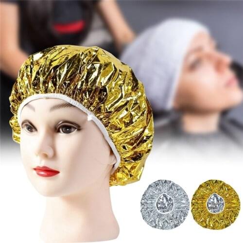 1PC Gold Silver Shower Cap Heat Insulation Aluminum Foil Hat Elastic Bathing Cap for Women Men Hair Salon Bathroom Accessories