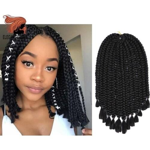 ELEGANT MUSES 12" Synthetic Hair Crochet Braids Hair Short Box Braids Goddess locks Crochet Hair Extensions 6 Color Available