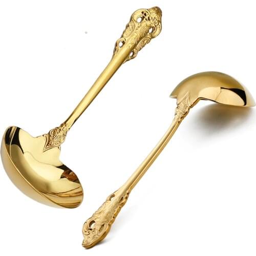 Vintage Soup Spoon Knife Fork 1Pc Cutlery Western Untensile Luxury Gold Dinnerware Set 304 Stainless Steel Tableware Kitchen