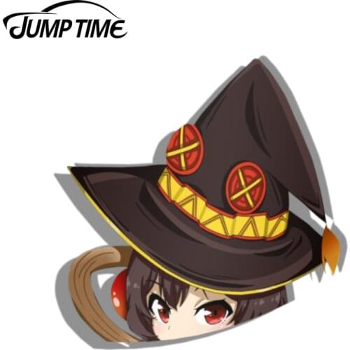 Jump Time 13cm x 10.7cm Megumin Peeker Konosuba Vinyl Warp Decal Anime Car Stickers Decal For Car Body Windshield Bumper Sticker