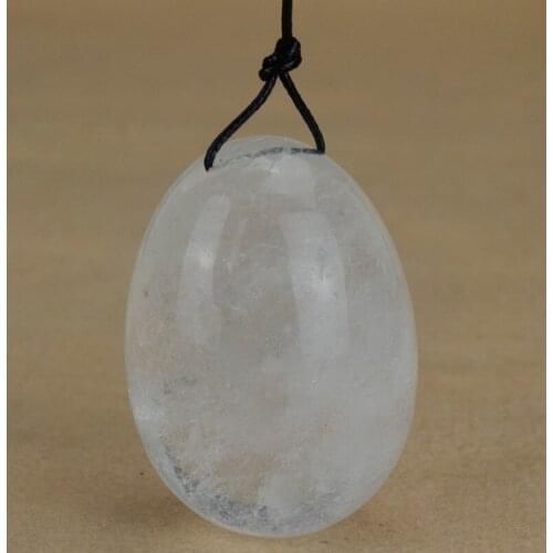 Drilled Yoni Egg Natural Natural Rock Quartz Egg for Kegel Exercise Pelvic Floor Muscles Vaginal Exercise Ben Wa Ball(45x30MM)