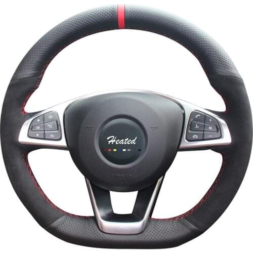 Suede Leather Stitched braid on the Steering Wheel Cover for Mercedes Benz C200 C250 C300 B250 B260 A200 A250 Sport CLA220