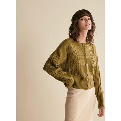 CMAZ 2019 Autumn Winter Thick Round Neck Sweater Women Causal Single-breasted Long Sleeve Cardigans Tops CMAZ19C7174