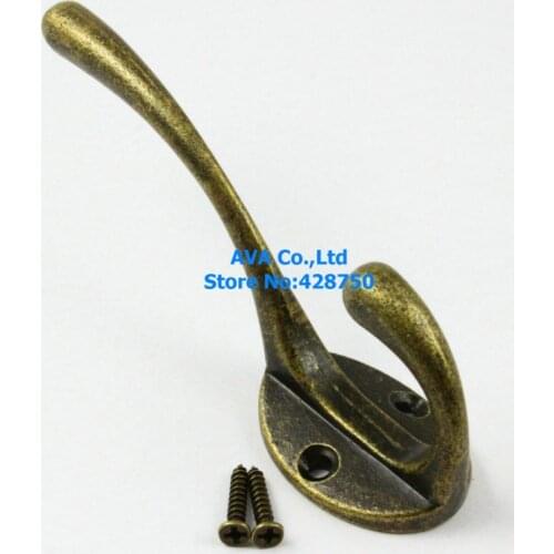 10 Pieces Wall Hook Hat Coat Robe Hooks / Antique Brass 29x41x47mm