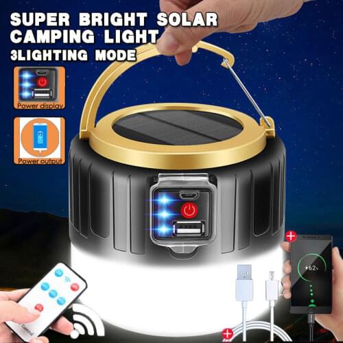 100w LED Solar Charging Bulb Energy saving Bulb Lamp Night Market Lamp Mobile Outdoor Camping solar Power Outage Emergency Light