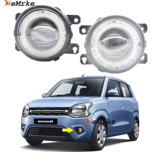 2 Pieces Car LED Lens Fog Lights Assembly Angel Eye DRL Daytime Runinng Light for Suzuki Wagon R 2014 2015 2016 2017 2018 2019