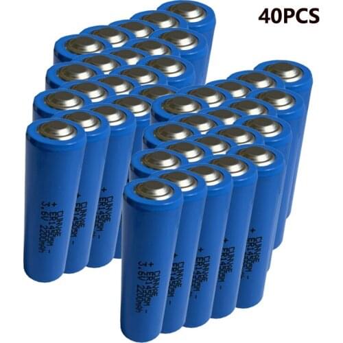 40PCS 3.6v AA Type lithium battery ER14505M LS14500 2200mah Non-Rechargeable Battery 2A Li-SOCl2 Batteries High magnification