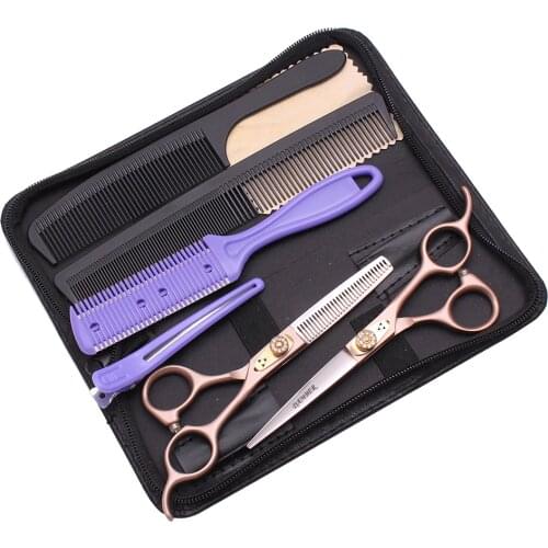 5.5 6.0 Professional Barber Scissors 440C Hairdressing Scissors Hair Thinning Shears Salon Hair Cutting Scissors Set 9024# K-A