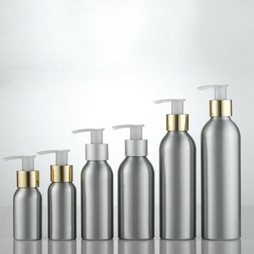40ml-250ml Rustproof Aluminum Bottle Refillable Bottle Storage Lotion Sanitizer Pump Container Shampoo Soap Liquid Dispenser