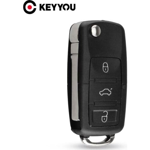 KEYYOU HU66 Blade Car Key Shell For VW Volkswagen Golf Santana Jetta Flip Keys Case Fob Replacement 3 Buttons