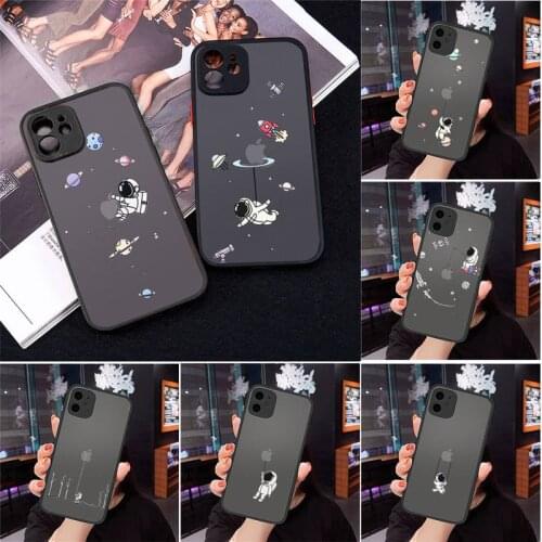 Phone Case For iphone 12 11 8 7 plus mini x xs xr pro max Cute Cartoon Astronaut Star Space matte transparent cover