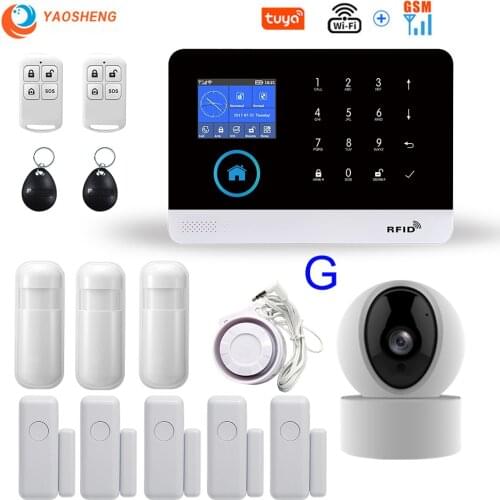 Tuya TFT Color Display Home Security Alarm System Wifi GSM Alarm Intercom Remote Control Autodial 433MHz Sensor With IP Carema
