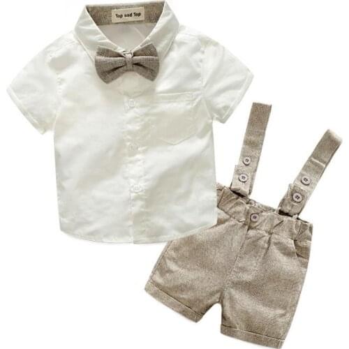 Baby Boy Clothing Boutique Cotton Short Sleeve Casual Infant Shirt Overalls Suits Spanish Birthday Party Children Sets L870