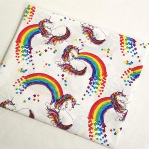Brand New Rainbow Unnicorn Printed Cotton Fabric 50x105cm Design C Fabric Patchwork for Cloth Dress Party Home Decor