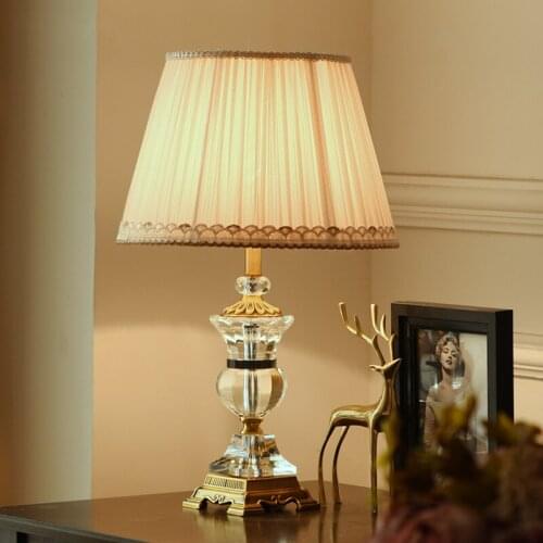 Crystal Table Lamps Desk Lights Luxury Modern Contemporary Fabric for Foyer Living Room Office Creative Bed Room Hotel