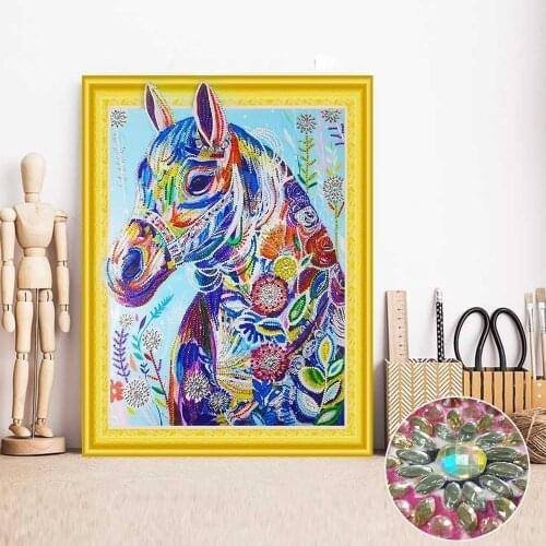 HUACAN Special Shape Diamond Embroidery Animal 5D Diamond Painting Horse Cross Stitch Round Drill Picture Of Rhinestone 40x50cm
