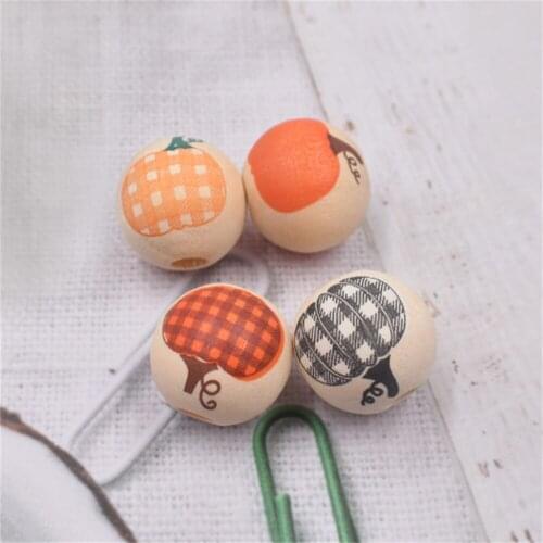 Julie Wang 20 PCS Bulk 16mm Natural Wooden Round Pumpkin Loose Spacer Bead Bracelet Necklace Dangle Bangle Jewelry DIY Accessory