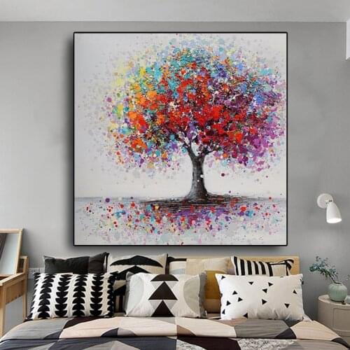 Colorful Abstract Trees Landscape Oil Paintings Print On Canvas Pop Art Canvas Prints Wall Pictures For Living Room Cuadros
