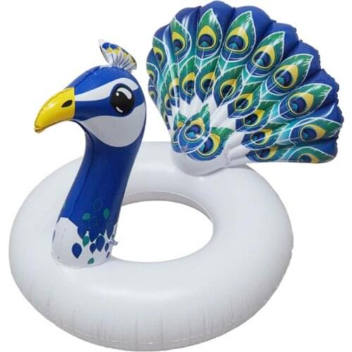 Swim Ring Lovely Pressure-proof PVC Inflated Peacock Swimming Ring Smooth Surface Inflatable Portable Leak-proof Beach Water Fun