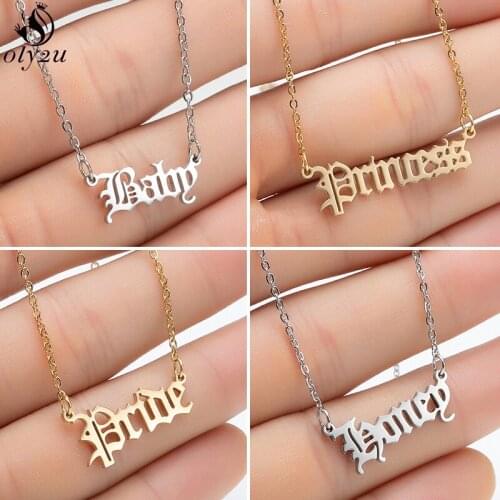 Personalize Angel Choker Babygirl Charms Necklaces Stainless Steel Princess Prince Pendant Necklace Bridesmaids Collar Gifts
